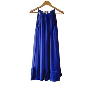 Maggy London Blue Silk Halter Dress